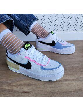 ❤️Nike Air Force 1 Low Shadow Sz 9.5 Womens Shoes Sneaker White Blue FJ0735-100